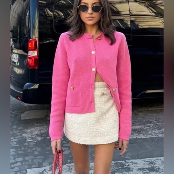 ZARA BUTTONED KNIT CARDIGAN - Picture 1 of 14